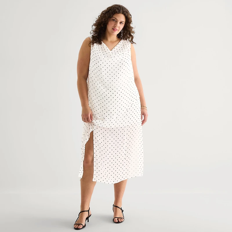 a.n.a Sheer Womens Plus Draped Neck Sleeveless Tank Top