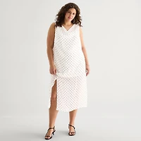 a.n.a Sheer Womens Plus Draped Neck Sleeveless Tank Top
