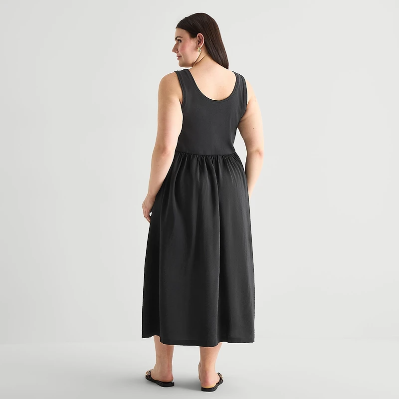 a.n.a Womens Plus U Neck Sleeveless Maxi Dress