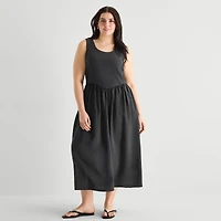 a.n.a Womens Plus U Neck Sleeveless Maxi Dress