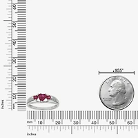 Womens Diamond Accent Lab Created Red Ruby Sterling Silver 3-Stone Side Stone Cocktail Ring