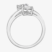 Womens Diamond Accent Genuine White Topaz Sterling Silver Side Stone Cocktail Ring