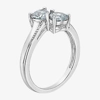 Womens Diamond Accent Genuine White Topaz Sterling Silver Side Stone Cocktail Ring