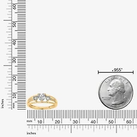 Womens Diamond Accent Genuine White Topaz 18K Gold Over Silver 3-Stone Side Stone Cocktail Ring