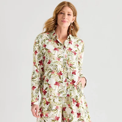 Liz Claiborne Womens Tall Long Sleeve Blouse