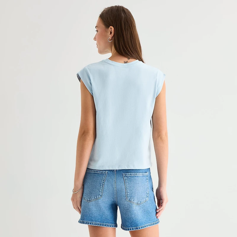 a.n.a Womens Crew Neck Sleeveless Muscle T-Shirt