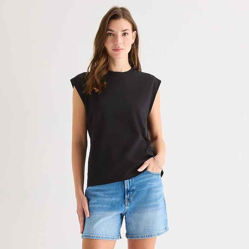 a.n.a Womens Crew Neck Sleeveless Muscle T-Shirt