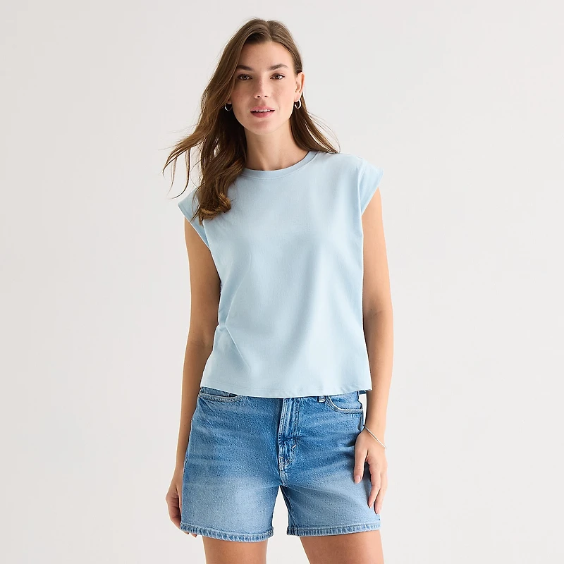 a.n.a Womens Crew Neck Sleeveless Muscle T-Shirt