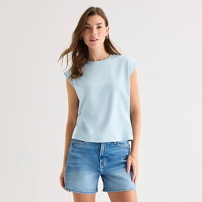 a.n.a Womens Crew Neck Sleeveless Muscle T-Shirt