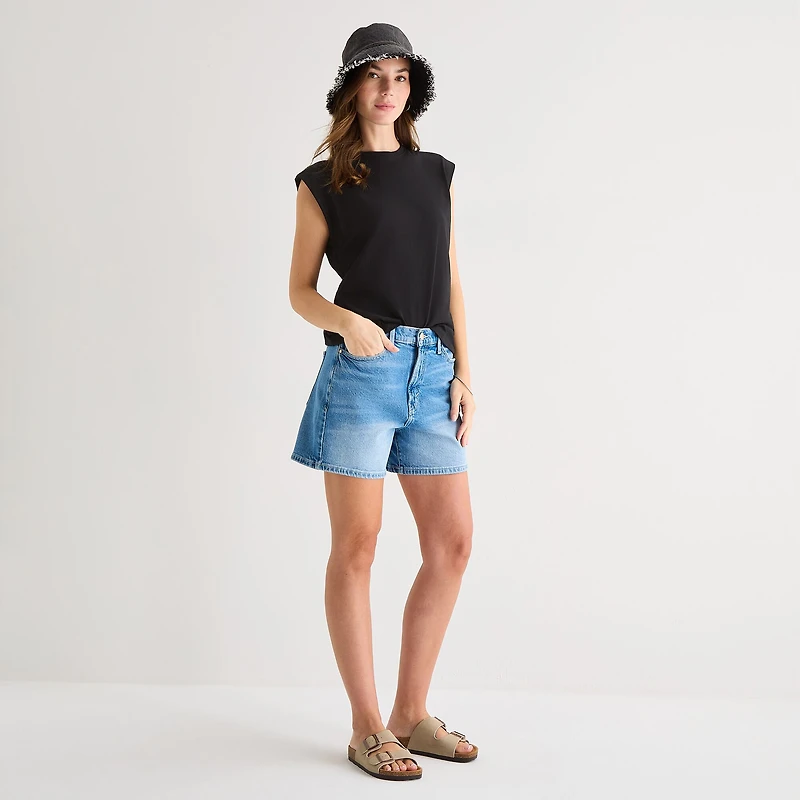 a.n.a Womens Crew Neck Sleeveless Muscle T-Shirt