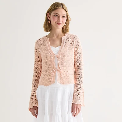 a.n.a Womens V Neck Long Sleeve Tie Cardigan
