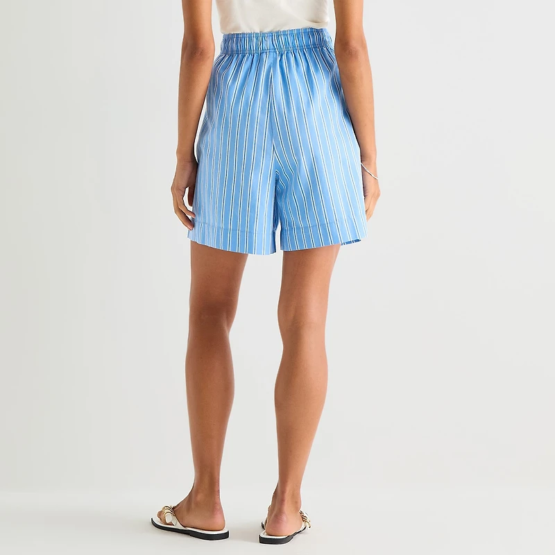 a.n.a Womens Striped Drawstring Waist Short