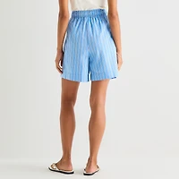 a.n.a Womens Striped Drawstring Waist Short