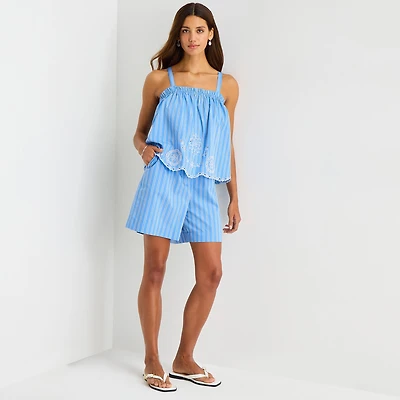 a.n.a Womens Striped Drawstring Waist Short
