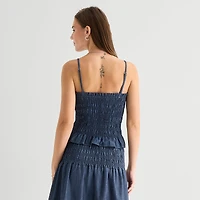 a.n.a Smocked Womens Square Neck Sleeveless Tank Top