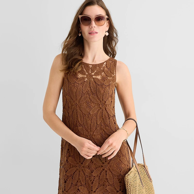 a.n.a Womens Crew Neck Sleeveless A-Line Dress