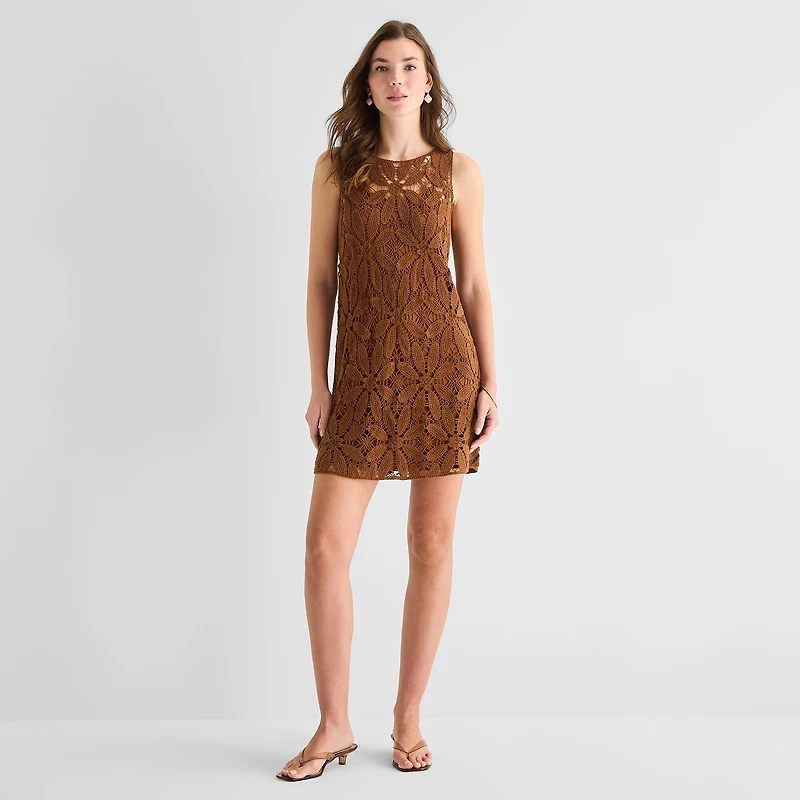 a.n.a Womens Crew Neck Sleeveless A-Line Dress
