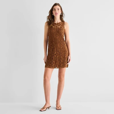 a.n.a Womens Crew Neck Sleeveless A-Line Dress
