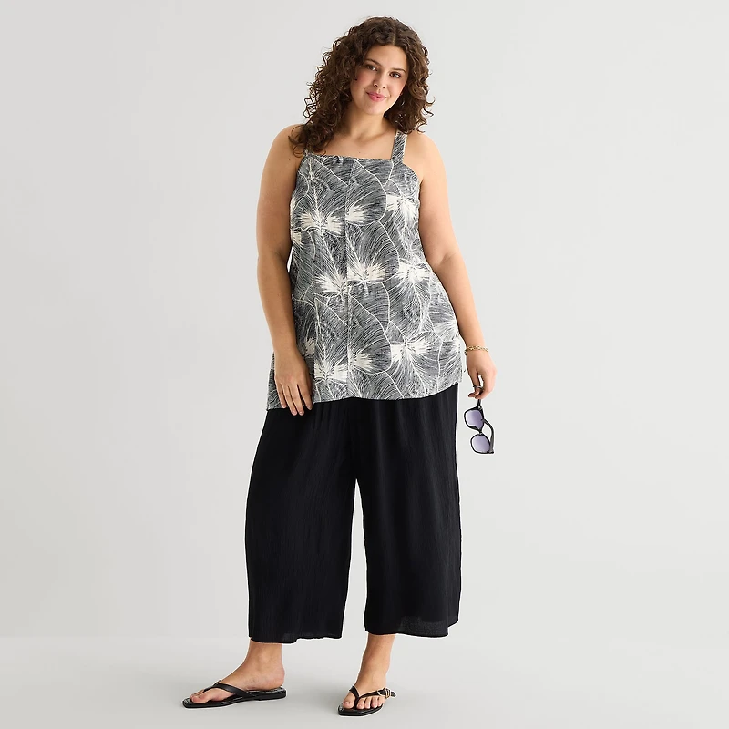 a.n.a Plus Womens Square Neck Sleeveless Tunic Top