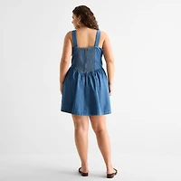 a.n.a Womens Plus Sleeveless Square Neck Drop Waist Dress