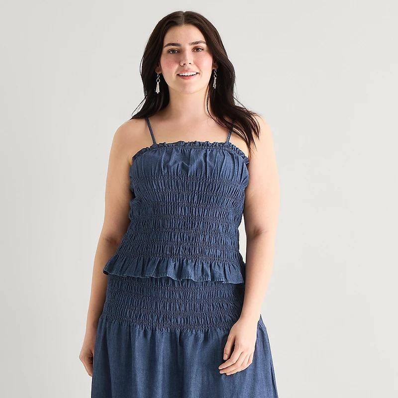 a.n.a Womens Plus Square Neck Sleeveless Tank Top