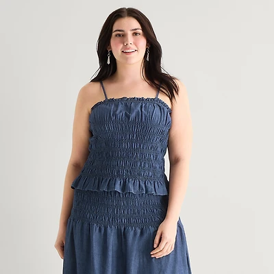 a.n.a Womens Plus Square Neck Sleeveless Tank Top