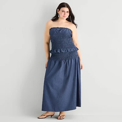 a.n.a Womens Plus Midi A-Line Skirt