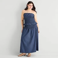 a.n.a Womens Plus Midi A-Line Skirt
