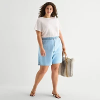 a.n.a Womens Mid Rise Plus Pull-On Short