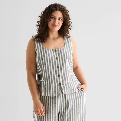 a.n.a Womens Plus Square Neck Sleeveless Vest