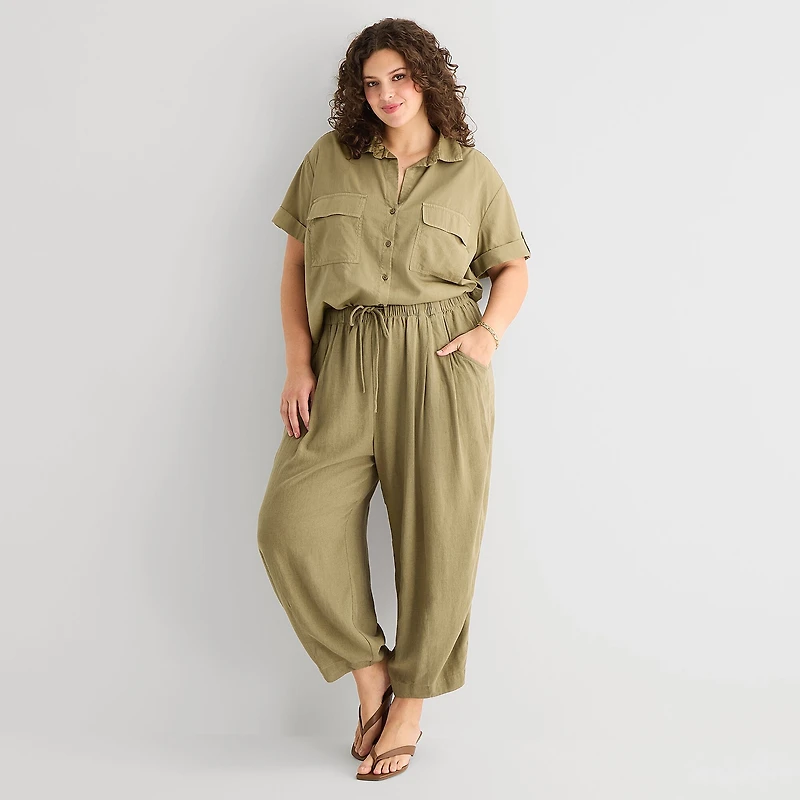 a.n.a Womens Plus Short Sleeve Blouse