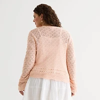 a.n.a Womens V Neck Long Sleeve Tie Plus Cardigan
