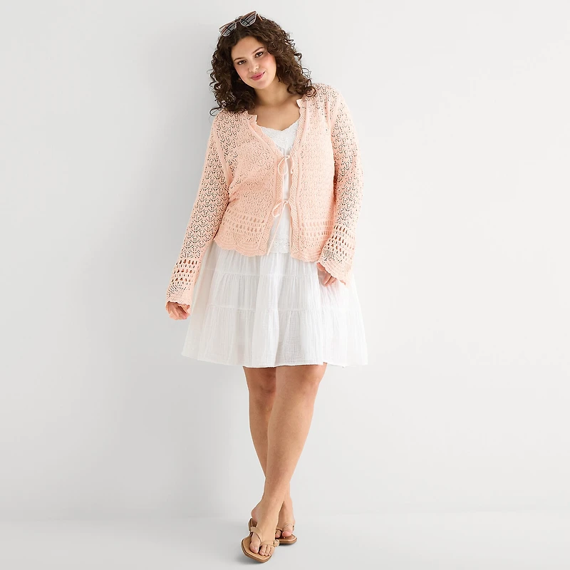 a.n.a Womens V Neck Long Sleeve Tie Plus Cardigan