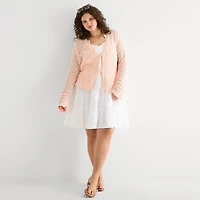 a.n.a Womens V Neck Long Sleeve Tie Plus Cardigan