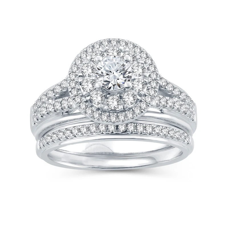 Womens 1 1/10 CT. T.W. Natural Diamond 10K Gold Round Bridal Set
