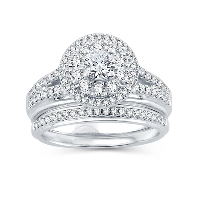 Womens 1 1/10 CT. T.W. Natural Diamond 10K Gold Round Bridal Set