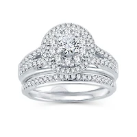Womens 1 1/10 CT. T.W.  Natural Diamond 10K Gold Round Bridal Set