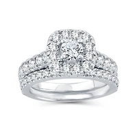 Womens 1 1/2 CT. T.W. Natural Diamond 10K Gold Cushion Bridal Set