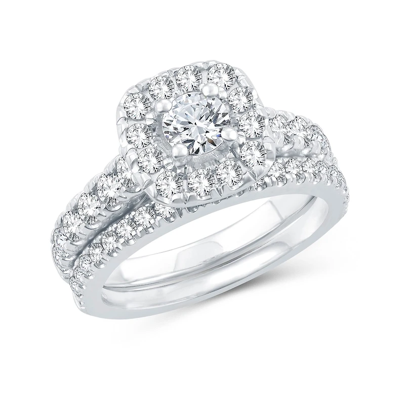 Womens 1 1/2 CT. T.W. Natural Diamond 10K Gold Cushion Bridal Set