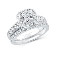 Womens 1 1/2 CT. T.W. Natural Diamond 10K Gold Cushion Bridal Set