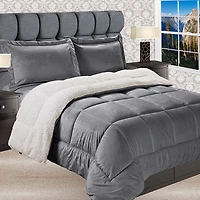Elegant Comfort Luxury Micro-Mink Reversible Sherpa Comforter Set - Heavy Weight