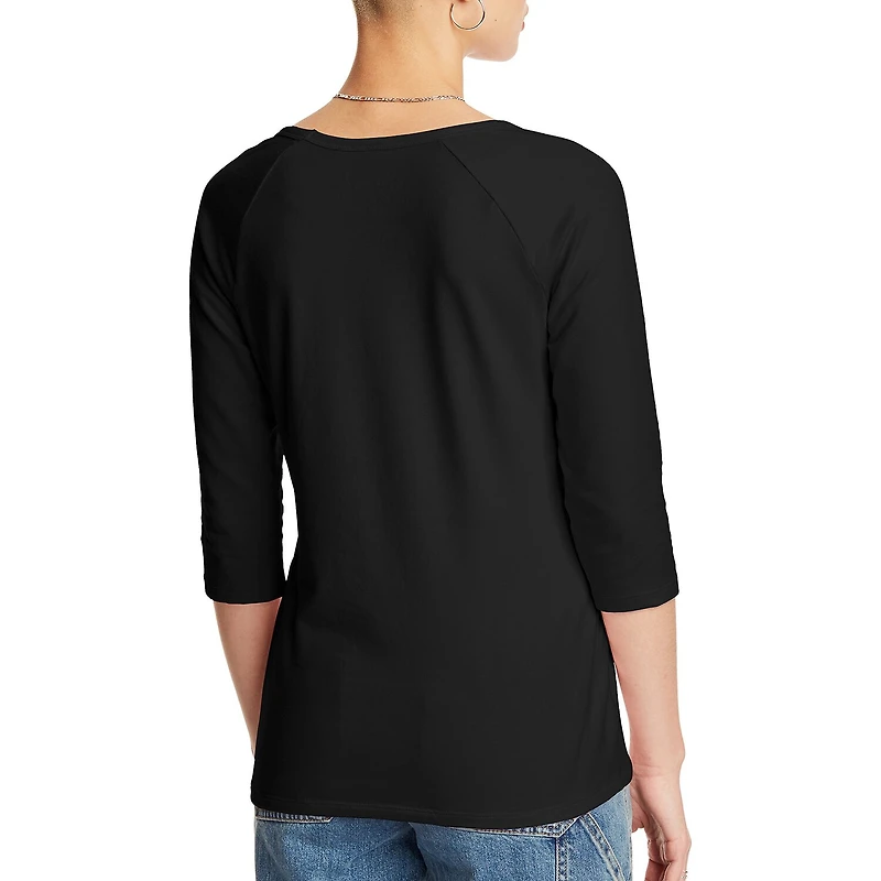 Hanes Womens Round Neck 3/4 Sleeve Active T-Shirt