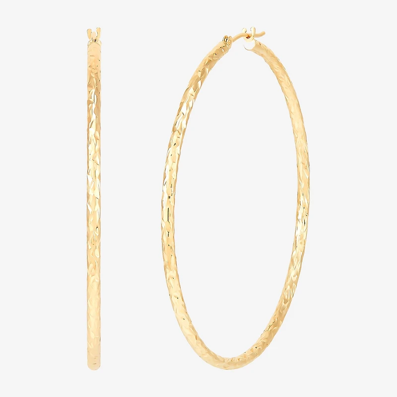 Womens 14K Gold 50mm Round Hoop Earrings