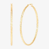 Womens 14K Gold 50mm Round Hoop Earrings
