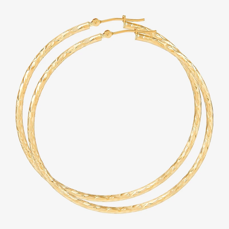 Womens 14K Gold 50mm Round Hoop Earrings