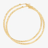 Womens 14K Gold 50mm Round Hoop Earrings