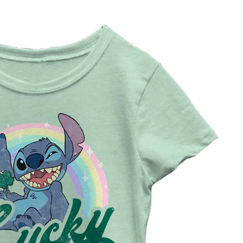 Disney Collection Little & Big Kid Girls Crew Neck Short Sleeve Regular Fit Lilo Stitch Graphic T-Shirt