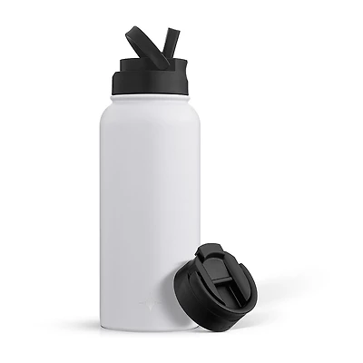 Joyjolt Insulated Water With Flip Lid & Sport Straw Lid - 32 Oz Insulated 32 Oz. Water Bottle