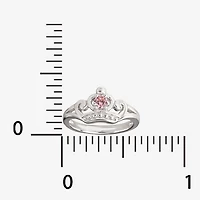 Disney Collection Girls Pink Cubic Zirconia Sterling Silver Princess Cocktail Ring