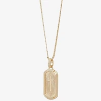 Mens 14K Gold Over Silver Cross Rectangular 22 Inch Pendant Necklace
